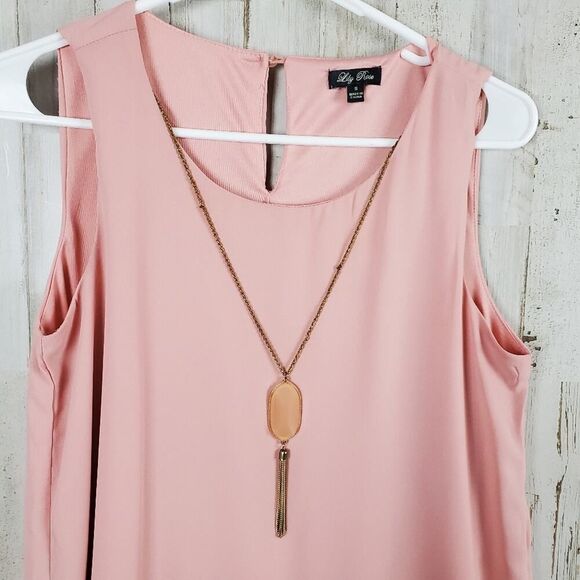 Lily Rose Scallop Sleeveless Shift Dress Dusty Rose size Small - Picture 4 of 11